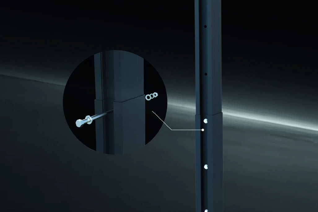 VELA telescoping column and height adjustment bolts