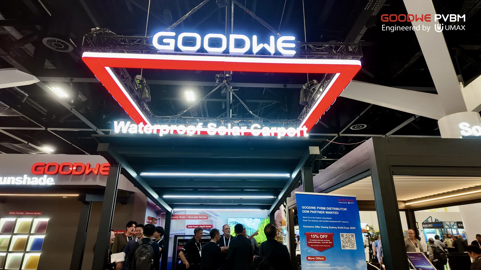 GoodWe BIPV display at Sydney Build Expo 2025 with UMAX Energy collaboration