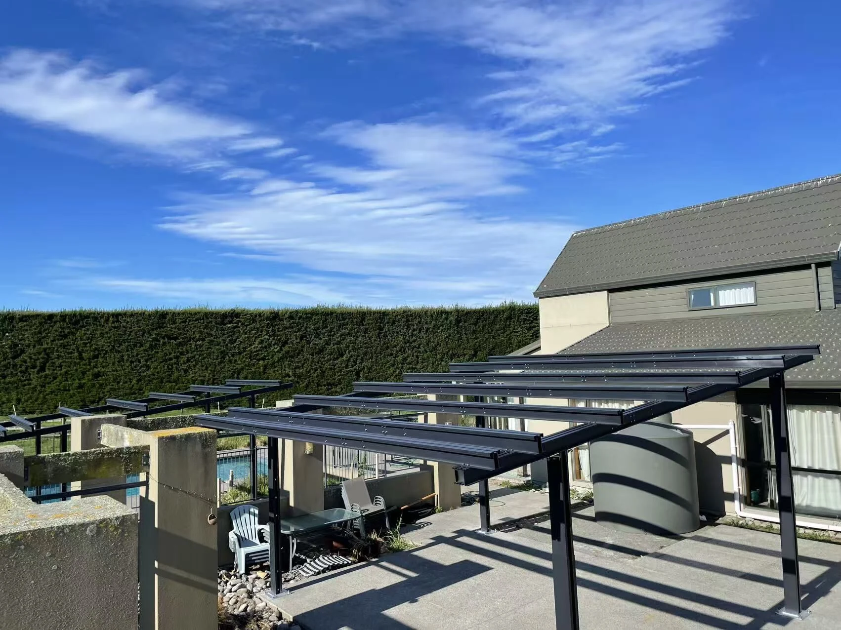 Both supporting frames before the solar panels were installed.