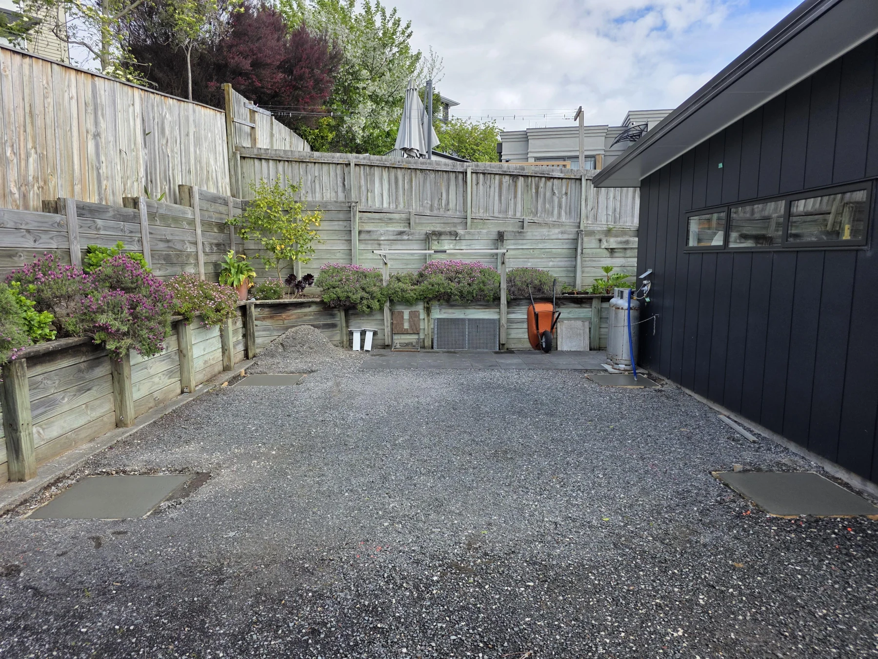 Completed concrete footings before the carport frame was installed.